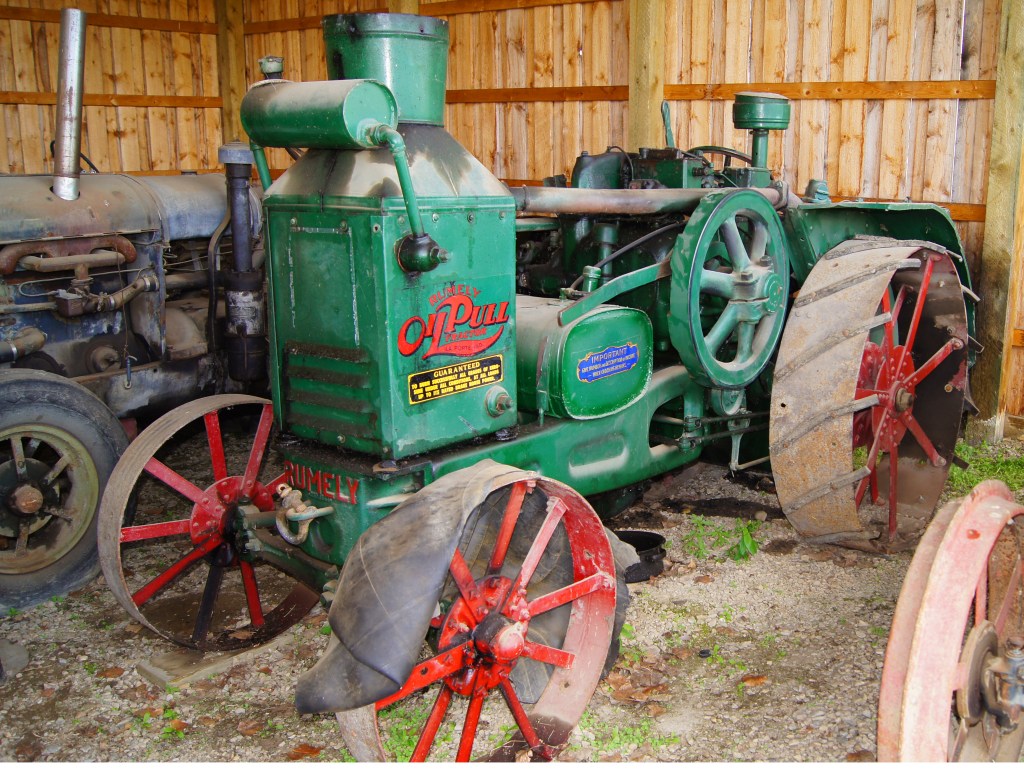 1928 Rumley Tractor 30 HP, gas got it started, more economical diesel was used for running.